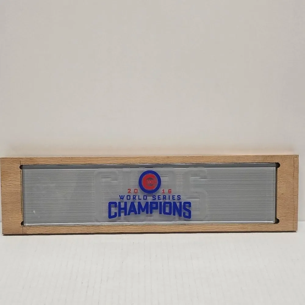 Chicago Cubs Champions 2016 World Series Glass Plaque